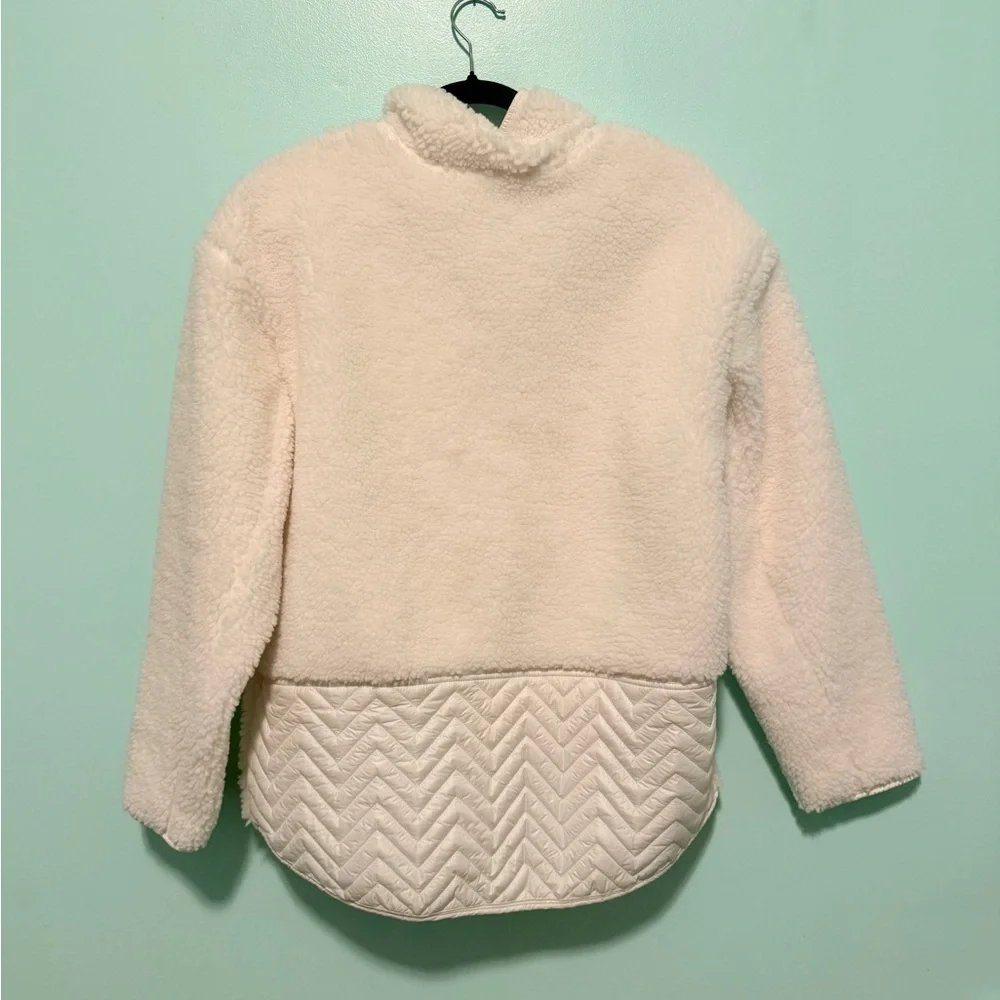 Athleta cozy Sherpa  Cream Pullover Fleece quarter snaps